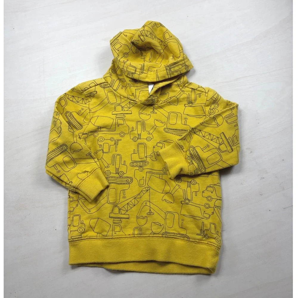 Carters Toddler Boys Yellow Construction Vehicle Print Hoodie 18M Pullover